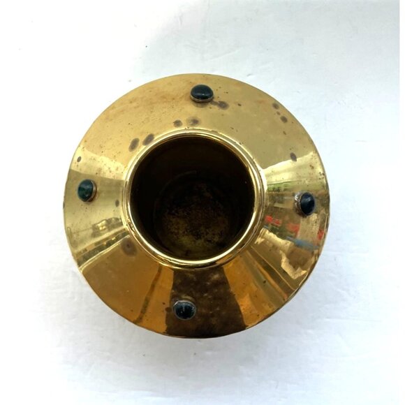 Vintage Bombay Company Brass Planter MCM Boho Flared Shape Glass Accents - Picture 6 of 9
